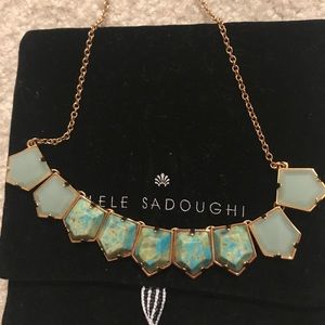 Lele Sadoughi Gold Necklace with Turquoise and Pale Mint Stones